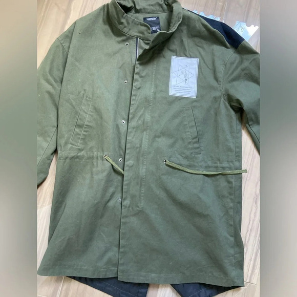 Matcha Story Green Long line canvas Utility Jacket Sz XL - Picture 3 of 9